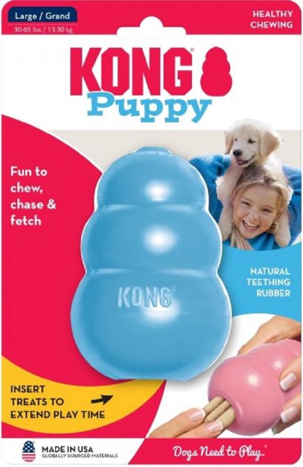 Игрушка для щенков средних и крупных пород KONG Puppy Груша-кормушка L 10,2x7x7 см Голубой (035585131115)