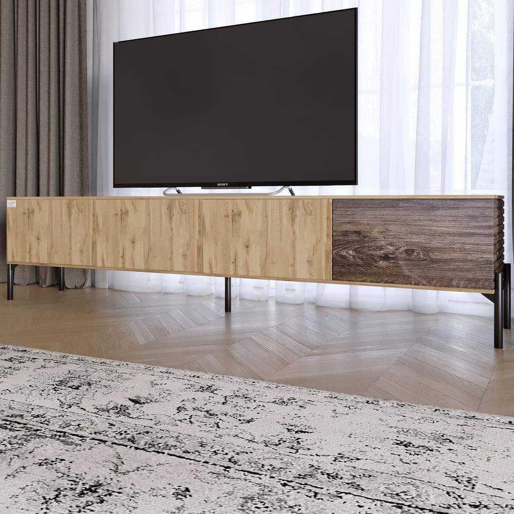 Тумба под телевизор Lion Грей на черных металлических ножках Дуб Аппалачи/Дерево (000-000-2467)