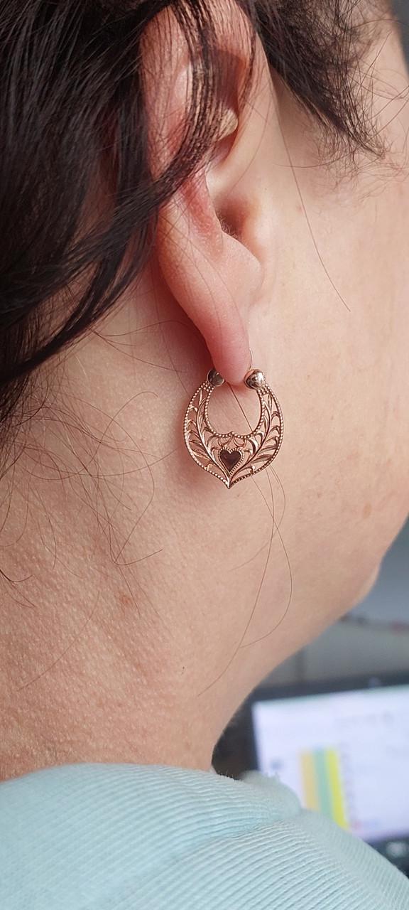 Срібні сережки калачі Серце 925 проби в позолоті дукачі (2824255863) - фото 6