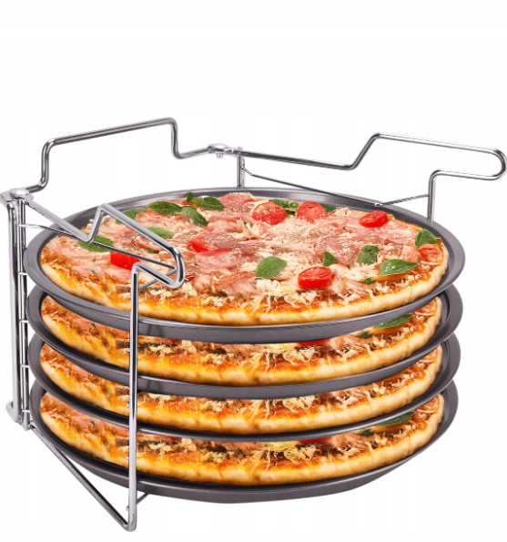 Набір форм для піци на підставці Kamille Vizo з вуглецевої сталі 4 шт. 30 см (6045)