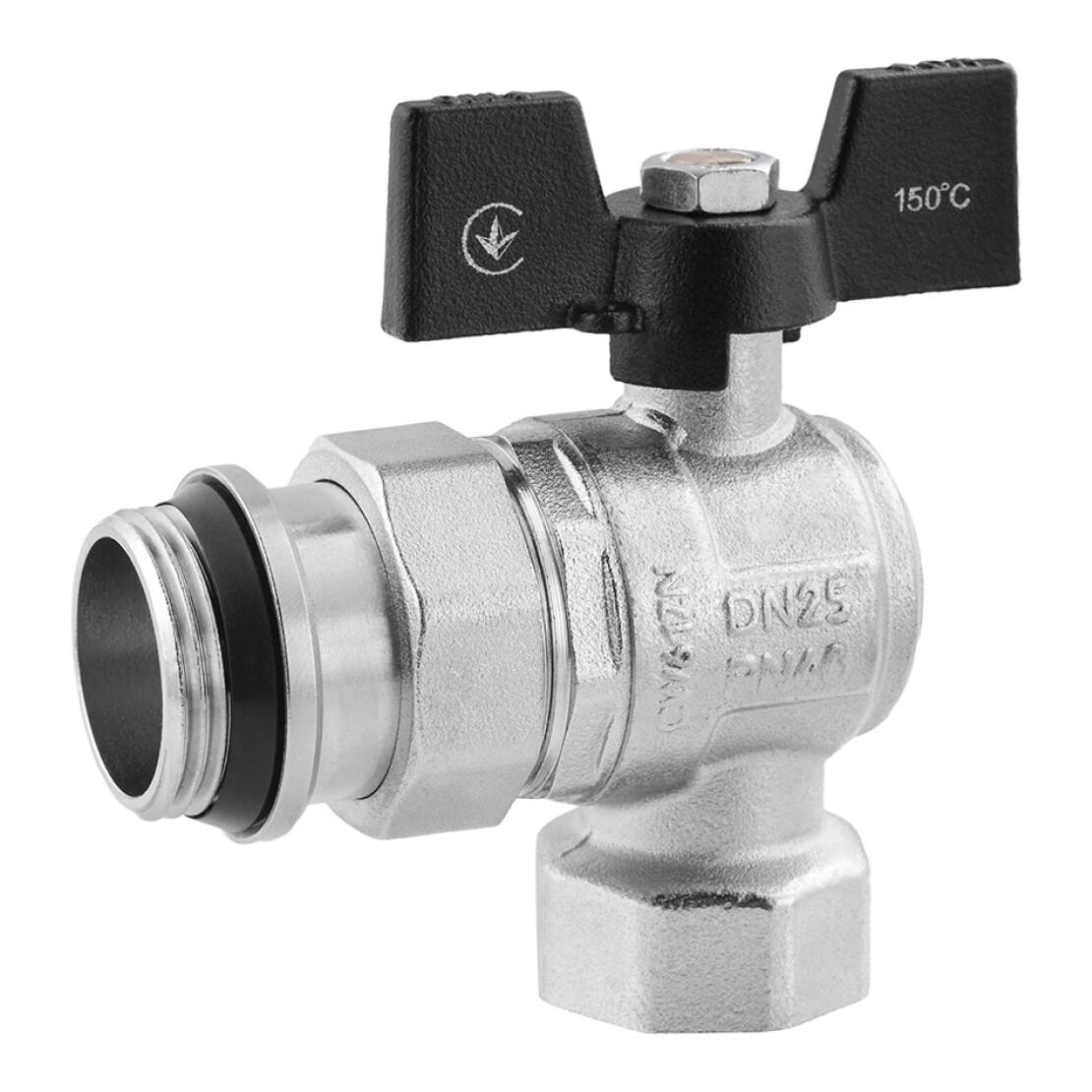 Кран-американка кульовий кутовий Kroner ВЗ PN40 1" метелик/нікельований (CV033225)