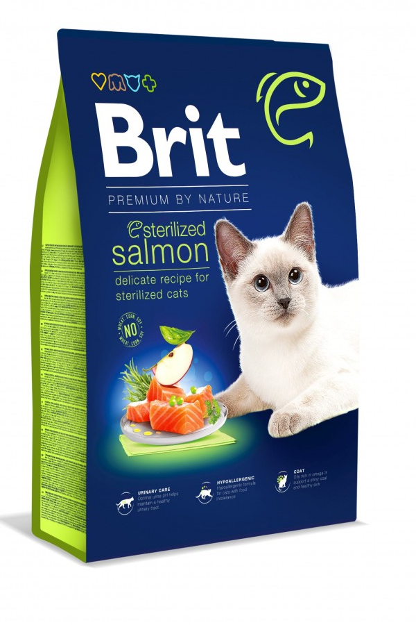 Корм сухий Brit Premium Cat by Nature Sterilized Salmon для стерилізованих котів з лососем 8 кг (171872) - фото 1