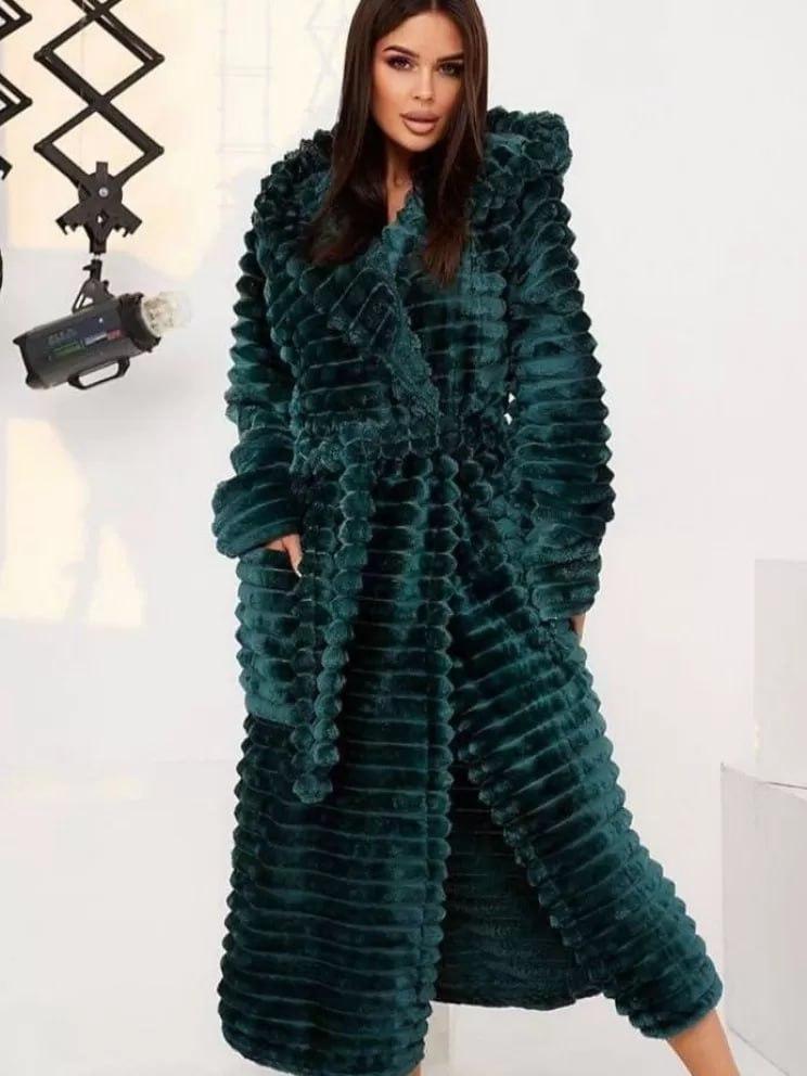 Халат махровый женский шарпей L Темно-зеленый (Д-Al-sharpey-halat-020-2)