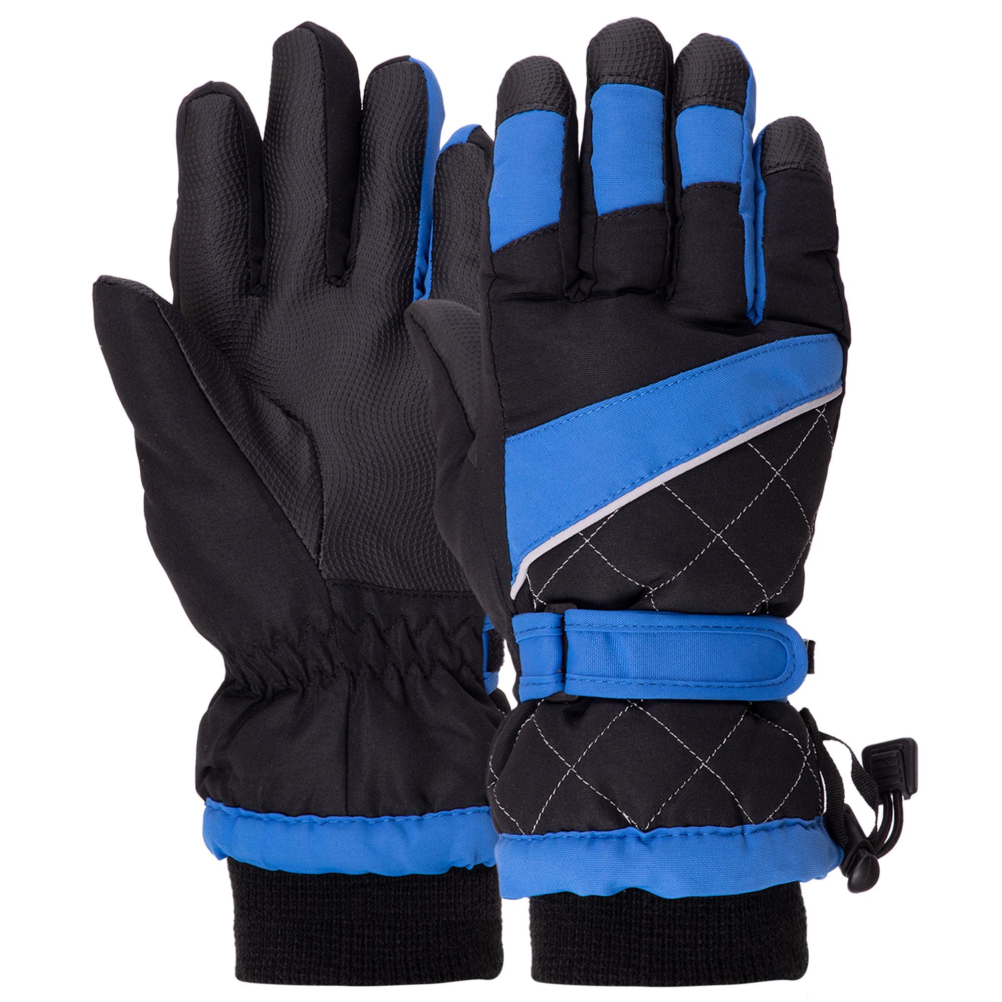 Перчатки горнолыжные теплые детские Zelart LUCKYLOONG C-7133 S-M Черный/Синий (DR009141)