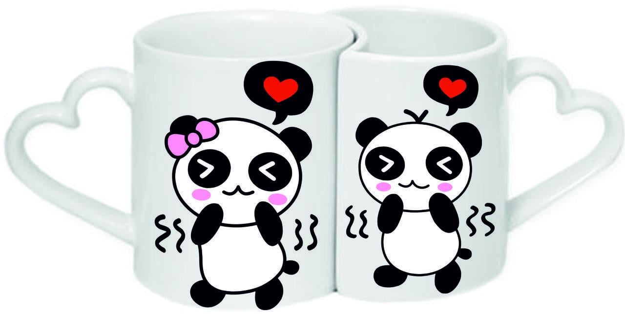 Парные чашки Влюбленные панды Белый (ПЧ002)