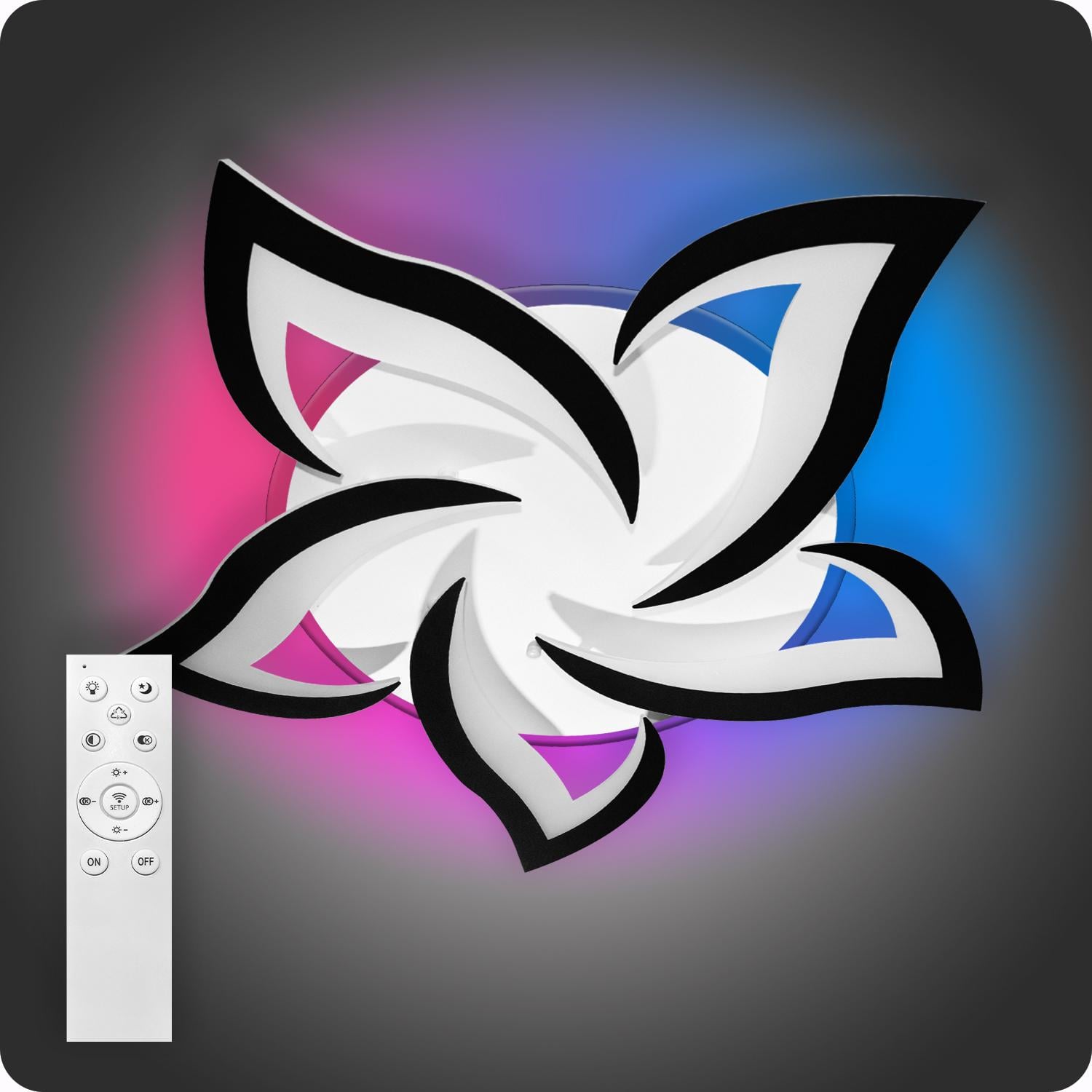 Люстра світлодіодна 517 Light 3color з пультом 80 Вт Чорний (02073)