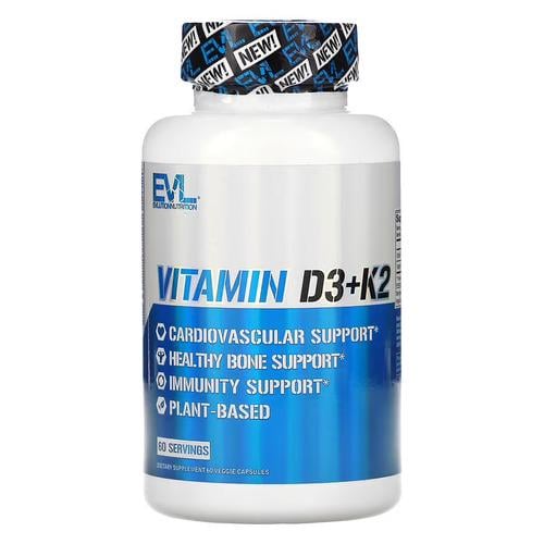 Вітамін D3 + K-2 EVLution Nutrition Vitamin D3+K2 5000IU/90mcg 60 капс. (EVL-02290)