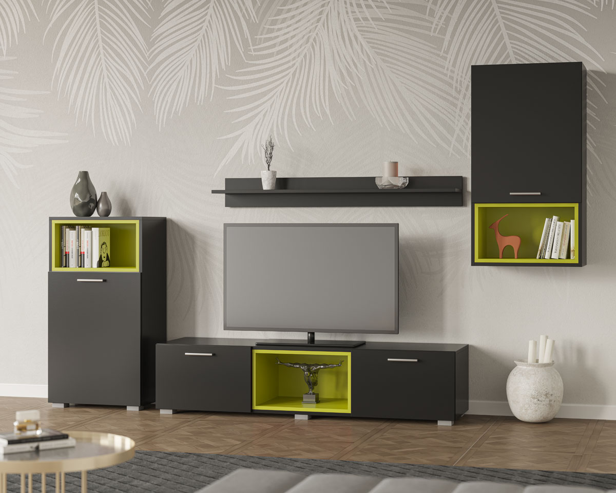 Гостиная комплект стенка Світ Меблів Монтана из ДСП Серый/Зеленый Гостиная комплект стенка Світ Меблів Монтана из ДСП Серый/Зеленый