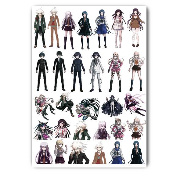 Стикеры аниме Школа отчаяния Danganronpa А3 лист (stik_171)