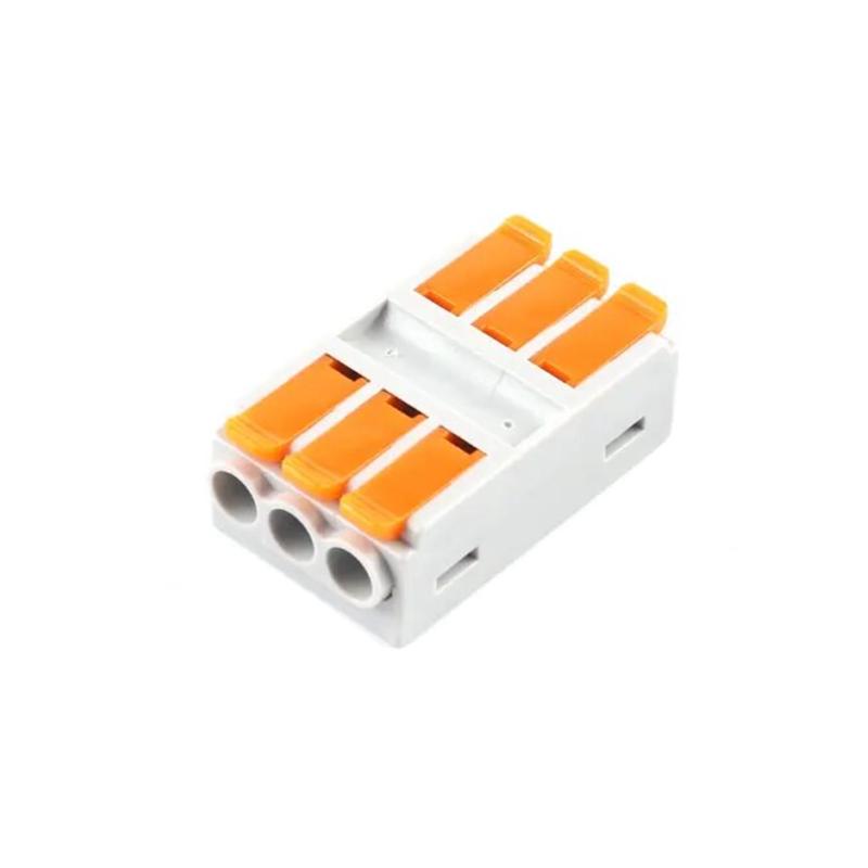 Клемма проходная Tactix 0,5-6 мм2 41А 3х1-3х1 одинарная 39х22х13,5 мм Оранжевый (226-3)