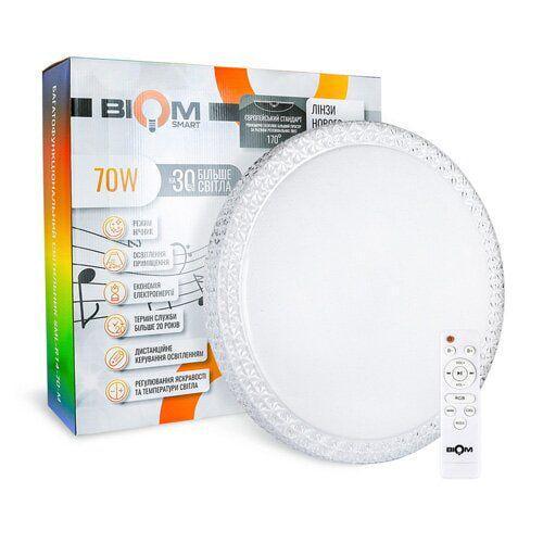 Світильник світлодіодний Biom Smart SML-R14-70-M 3000-6000K + RGB 70 Вт з д/к музичний BT APP (00-00014495) Світильник світлодіодний Biom Smart SML-R14-70-M 3000-6000K + RGB 70 Вт з д/к музичний BT APP (00-00014495)