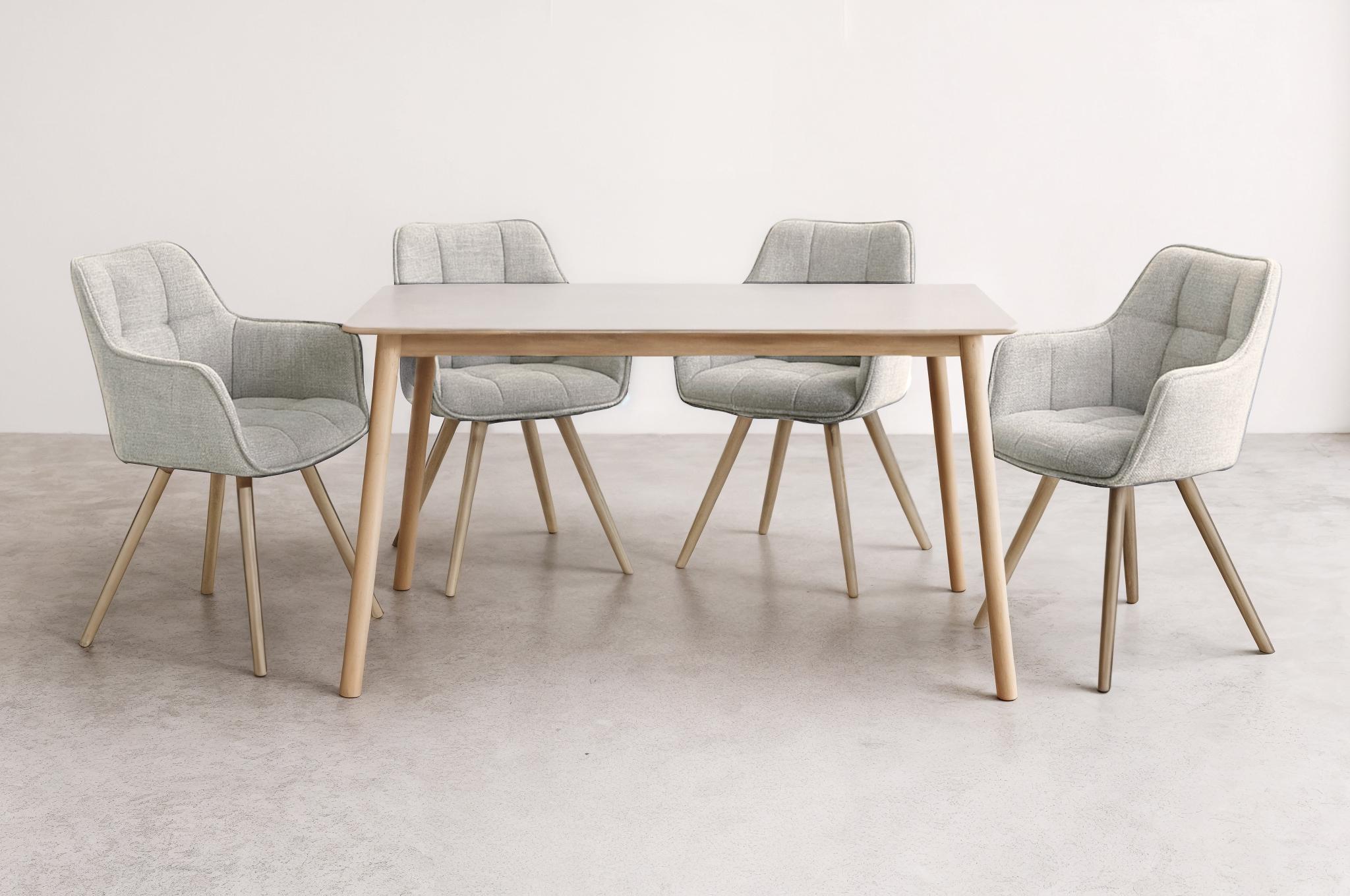 Комплект обідніх стільців Осло М-235 4 шт. з підлокітниками тканина фактурна 850х600х610 мм Папірус/Капучино