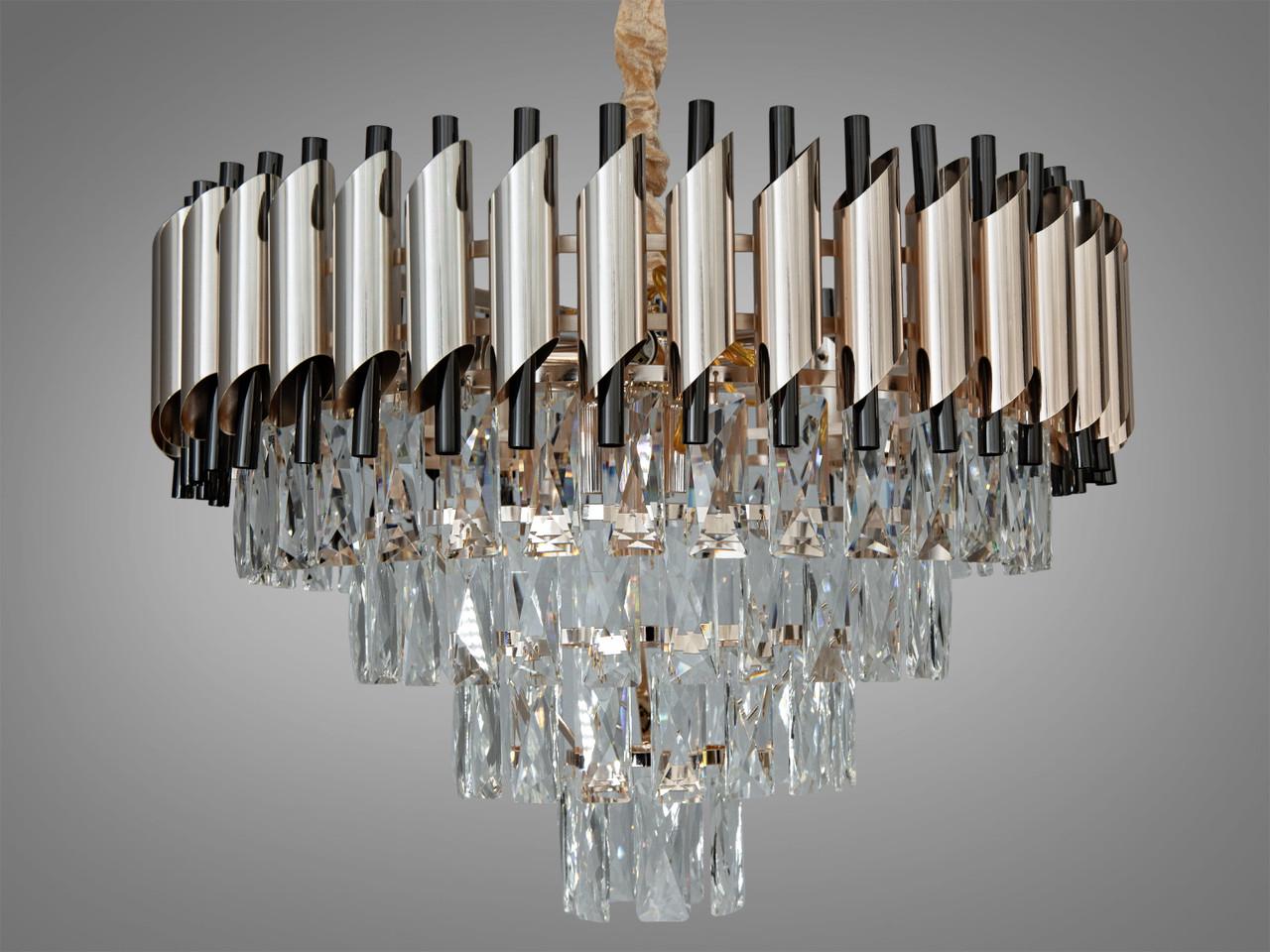 Люстра хрустальная в спальню 9001-550SGD+PB-LS на 9 ламп Золотой/Свинец (2216126293) - фото 3 Люстра хрустальная в спальню 9001-550SGD+PB-LS на 9 ламп Золотой/Свинец (2216126293) - фото 3