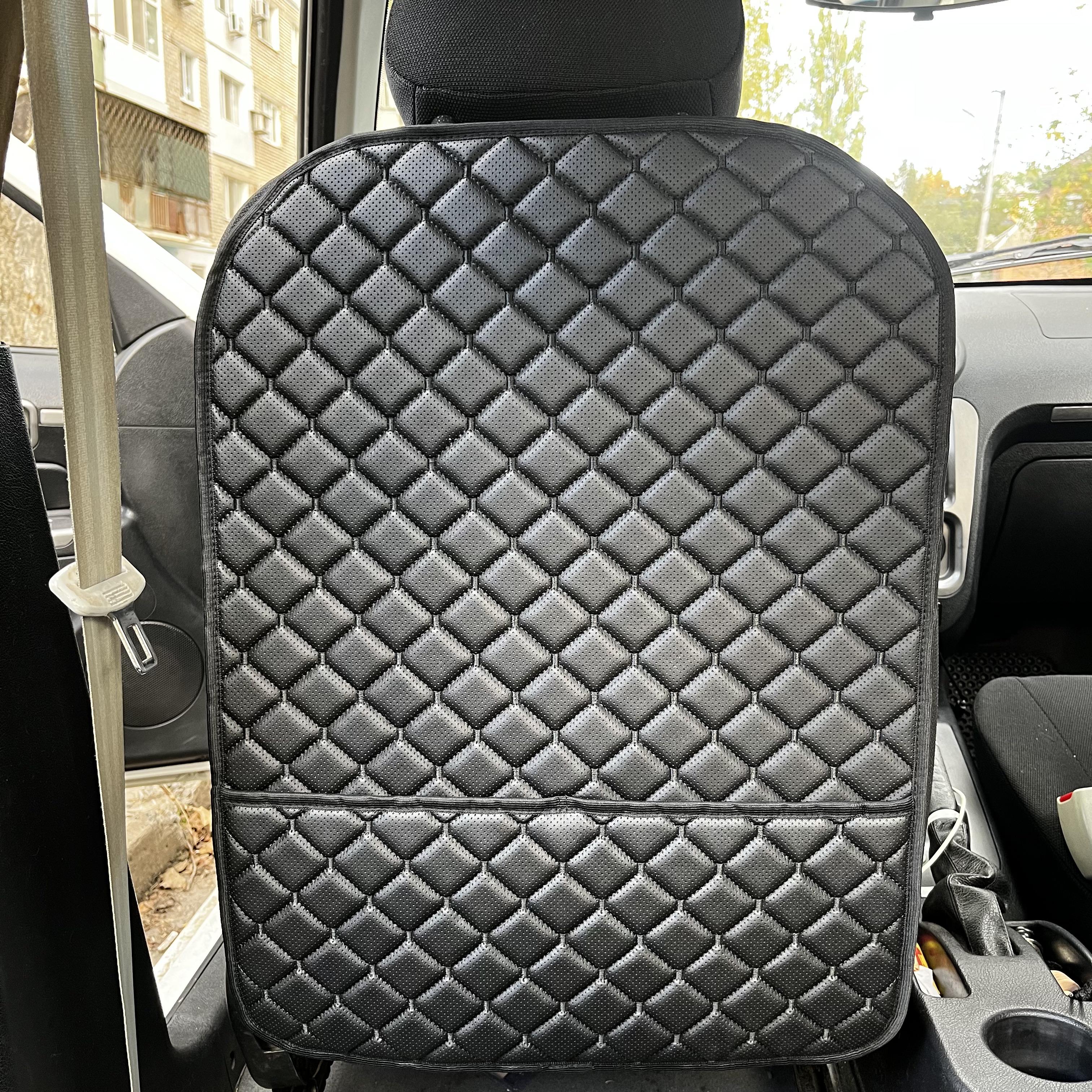 Накидка захисна на спинку переднього сидіння автомобіля з екошкіри 60x45 см з карманами Чорний (29882962)