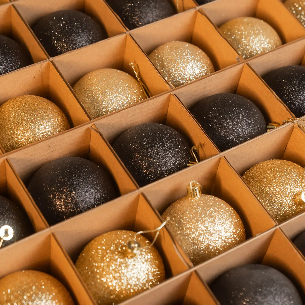 Набір ялинкових кульок Блискучий мікс 36 шт. Золотисто-чорний (Мікс зол-чорн.) - фото 3 Набір ялинкових кульок Блискучий мікс 36 шт. Золотисто-чорний (Мікс зол-чорн.) - фото 3