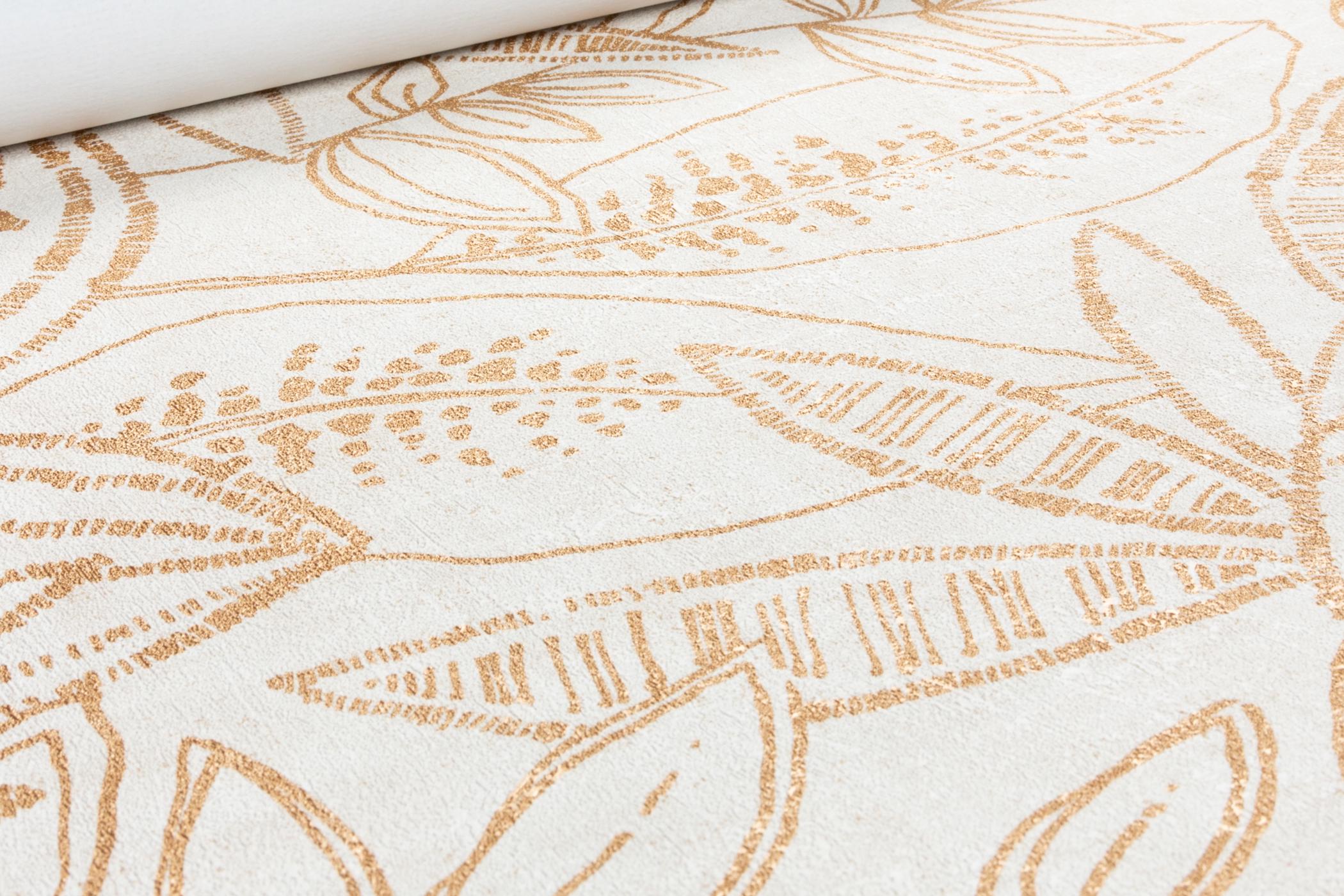 Обои флизелиновые GrandecoLife Karuna A71801 Декор винил горячего тиснения 0,53х10,05 м Песочный