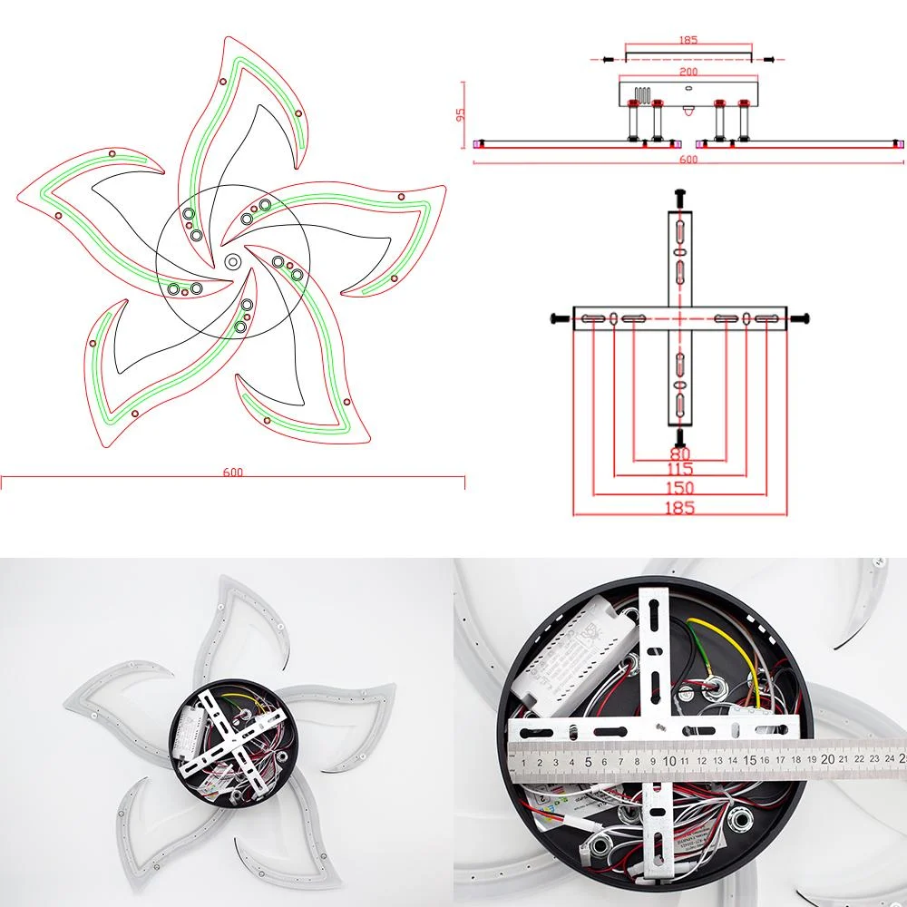 Люстра светодиодная ESLLSE ELLA 5F с пультом 50 Вт 600x95 мм Черный (10594) - фото 5 Люстра светодиодная ESLLSE ELLA 5F с пультом 50 Вт 600x95 мм Черный (10594) - фото 5