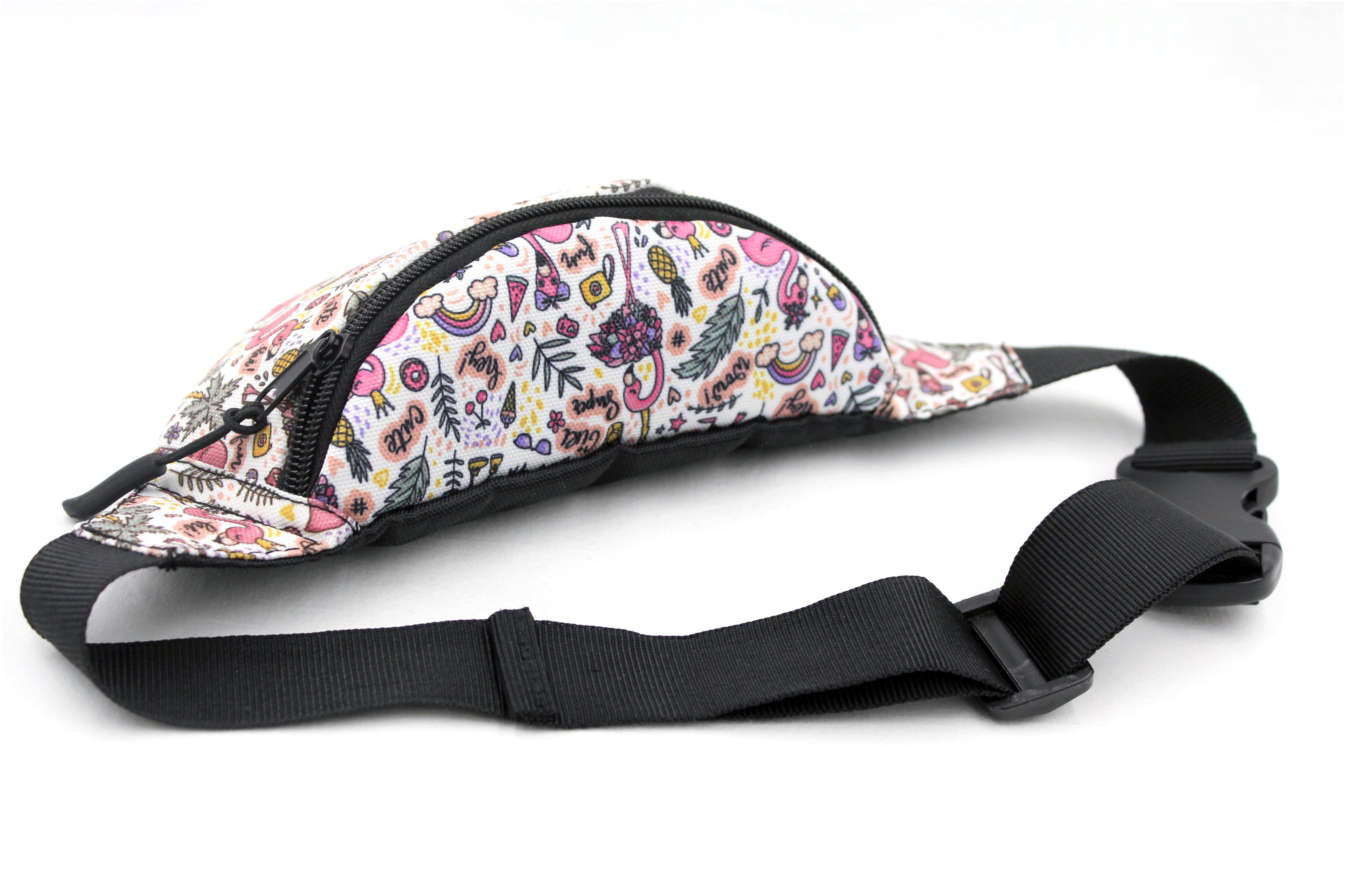 Сумка бананка дитяча з регулюючим ремінцем для дівчинки Фламінго білий (Д-009) - фото 4