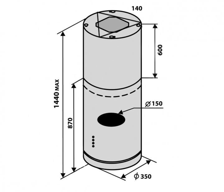 Витяжка Ventolux ISOLA CILINDRO 35 BK 1200 TRC MM (11158) - фото 7 Витяжка Ventolux ISOLA CILINDRO 35 BK 1200 TRC MM (11158) - фото 7