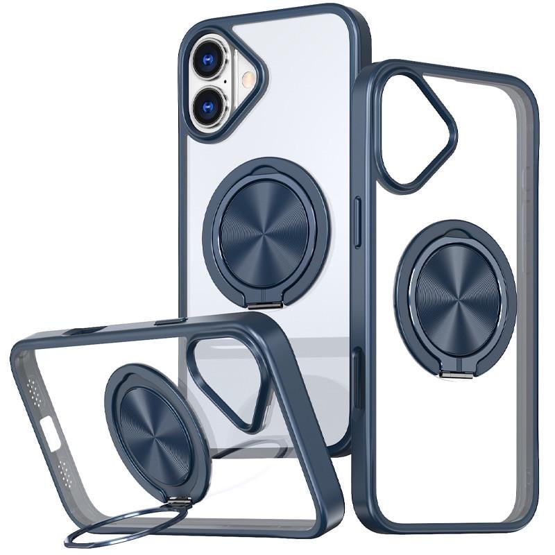 Противоударный чехол TPU+PC Metal Ring with MagSafe для Apple iPhone 16 (6.1") Синий