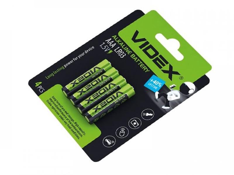 Батарейка лужна Videx LR03/AAA Turbo 4 шт. Blister (5165)