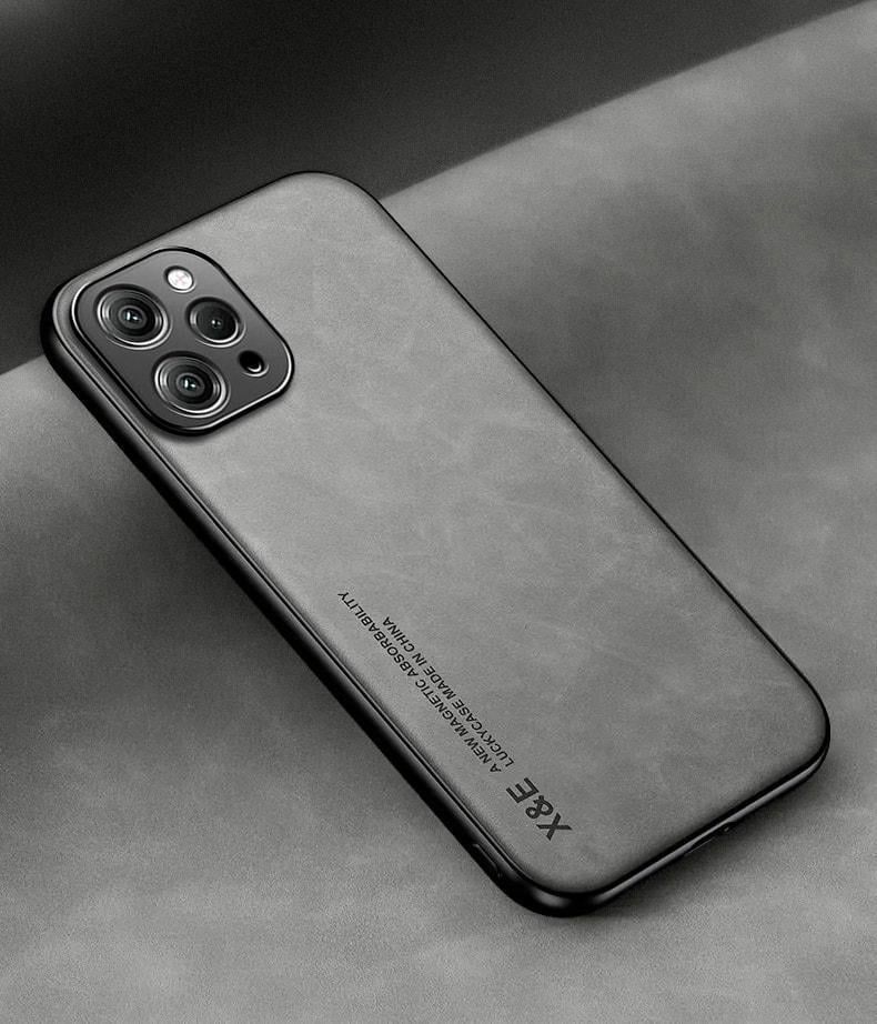 Кожаный чехол XnE Xiaomi Redmi 12 с металлической вставкой Grey (34283-33)