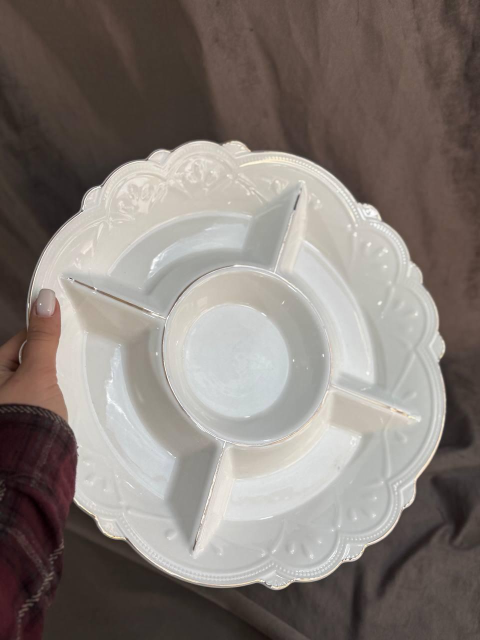 Менажница керамическая YIWU HP-20-31 5-ти секционная 32 см Белый (HP-20-31) - фото 4