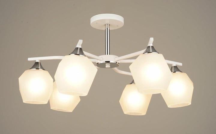 Люстра стельова Sirius B C1614/6 WT+CH на шість фігурних плафонів під лампу Е27 IP20 Білий/Хром (00000139946)