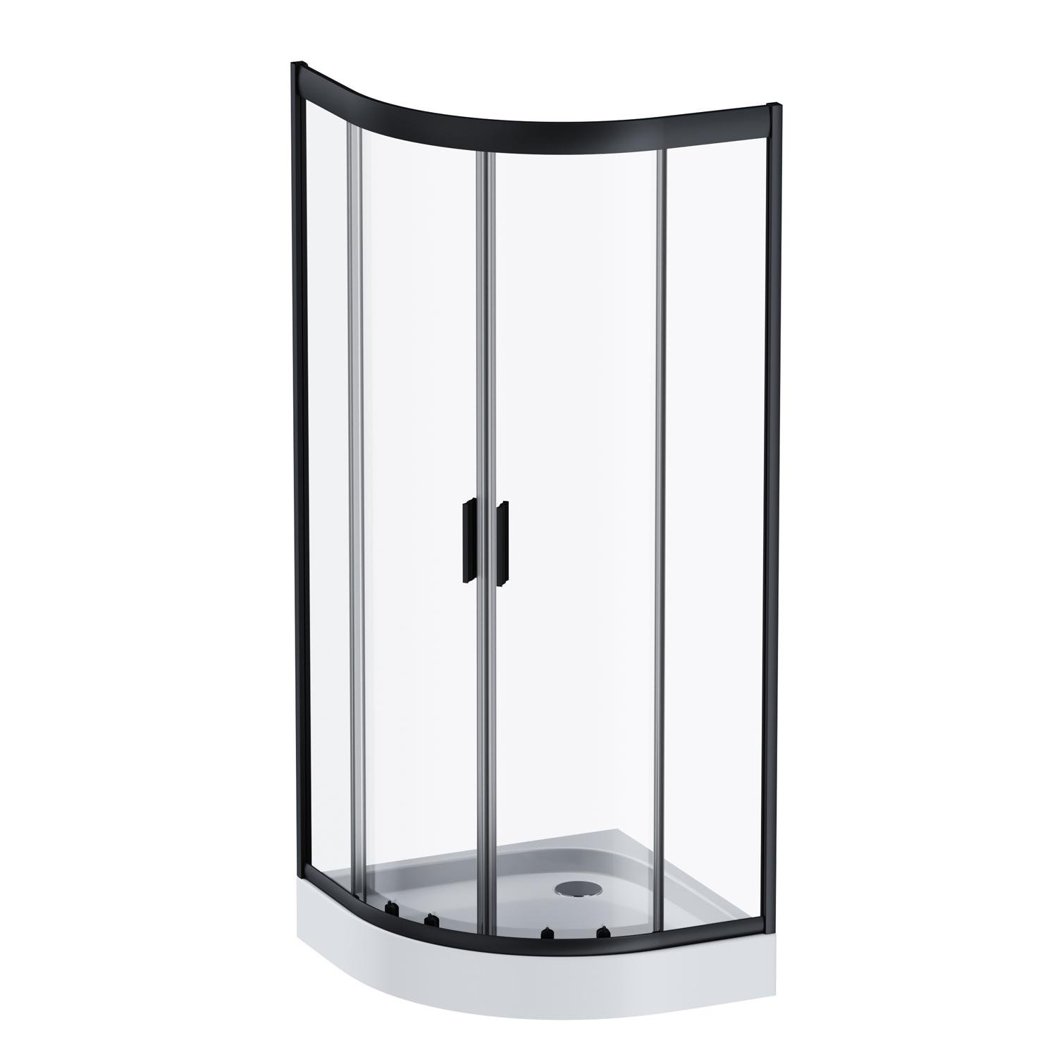 Душевое ограждение AM.PM Gem 1/4 Round без поддона 80х80 см Черный (W90UG-401-8080-BT)