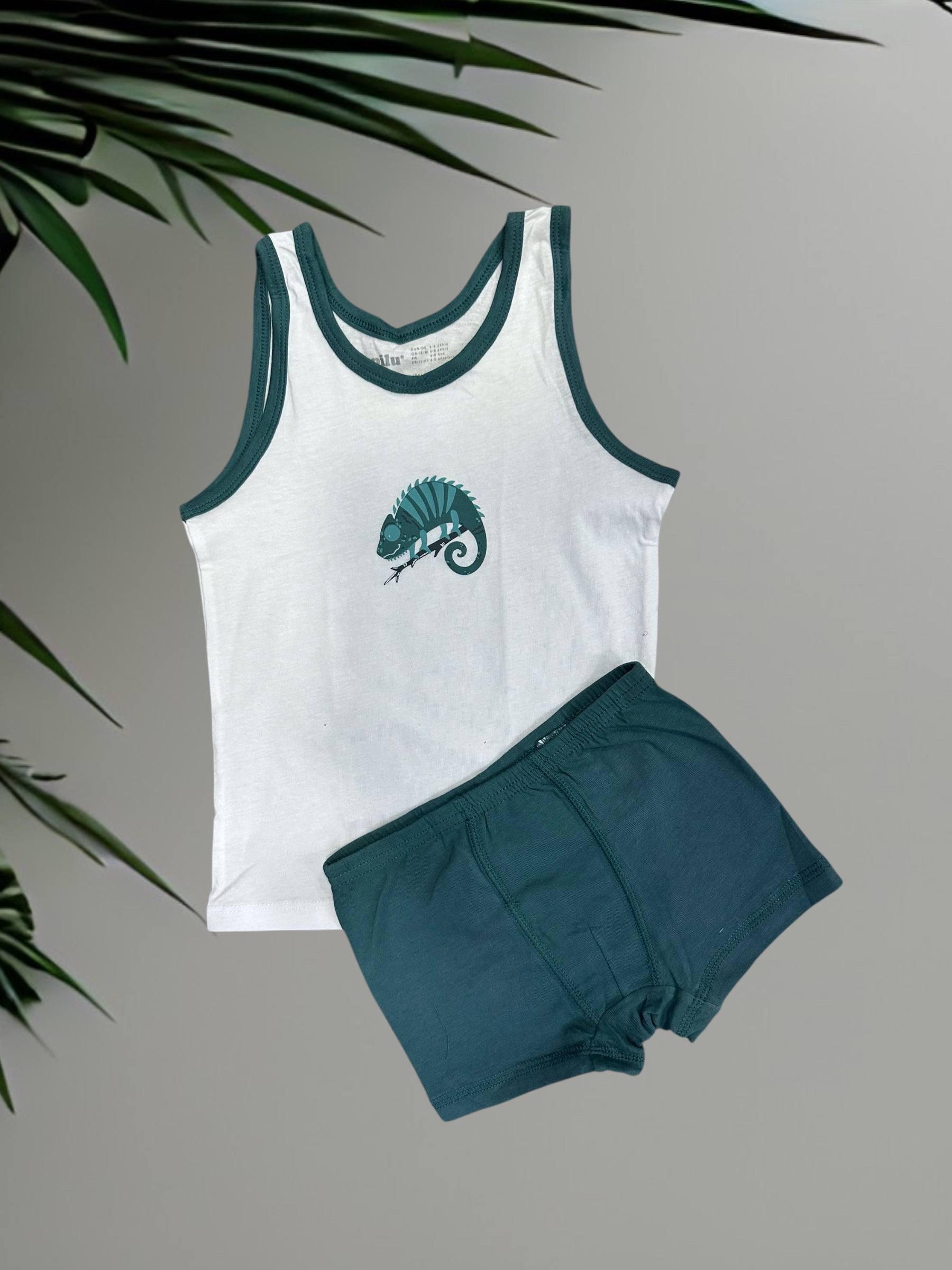 Майка и труси-боксеры Lupilu 2-4 года 98-104 см Белый/Бирюзовый