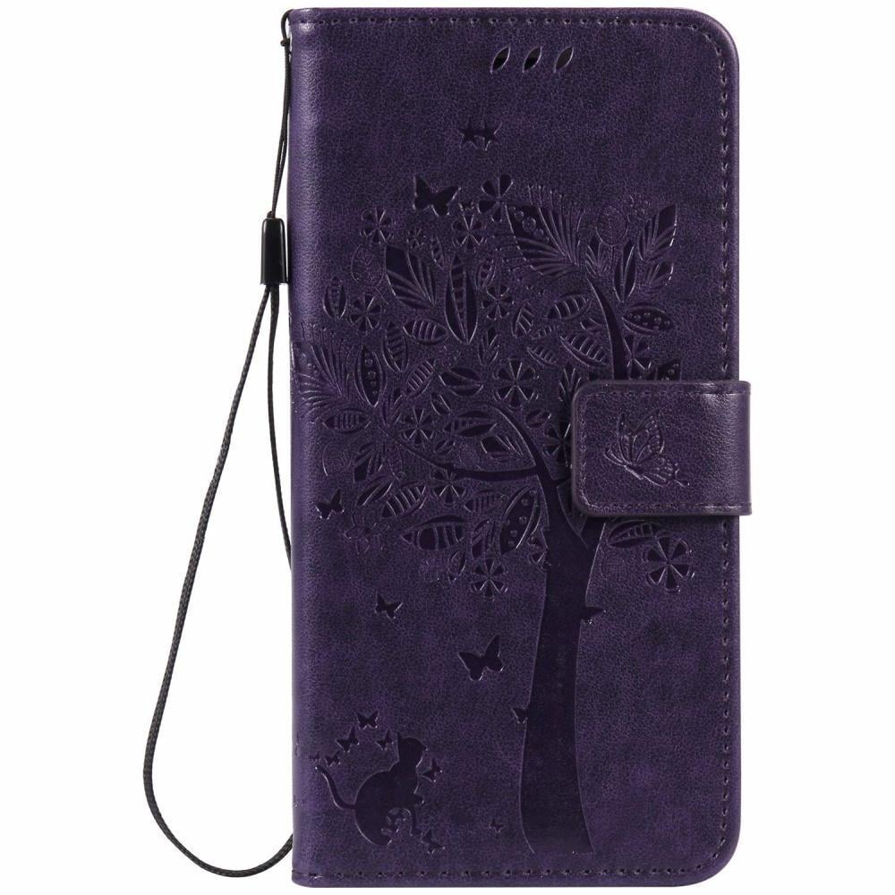 Чохол для Xiaomi Redmi Note 9S (малюнок кіт і дерево) Violet (15592-2F)