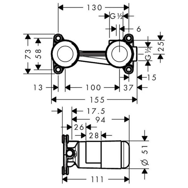 Прихована частина для змішувача Hansgrohe METRIS 13622180 (55264) - фото 2