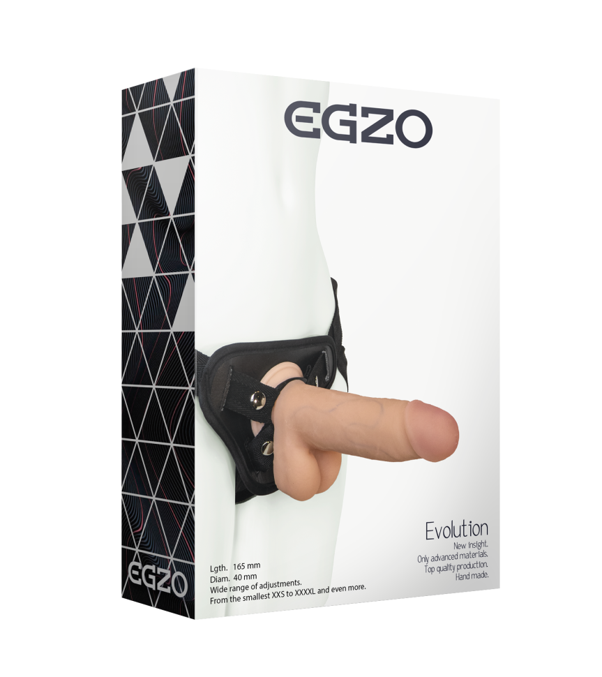 Страпон EGZO Evolution STR006 з кібершкіри 16,5х4 см ( 38131549)