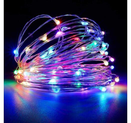 Гирлянда медная проволока RD-7110 100LED 10 м Серебро/Микс