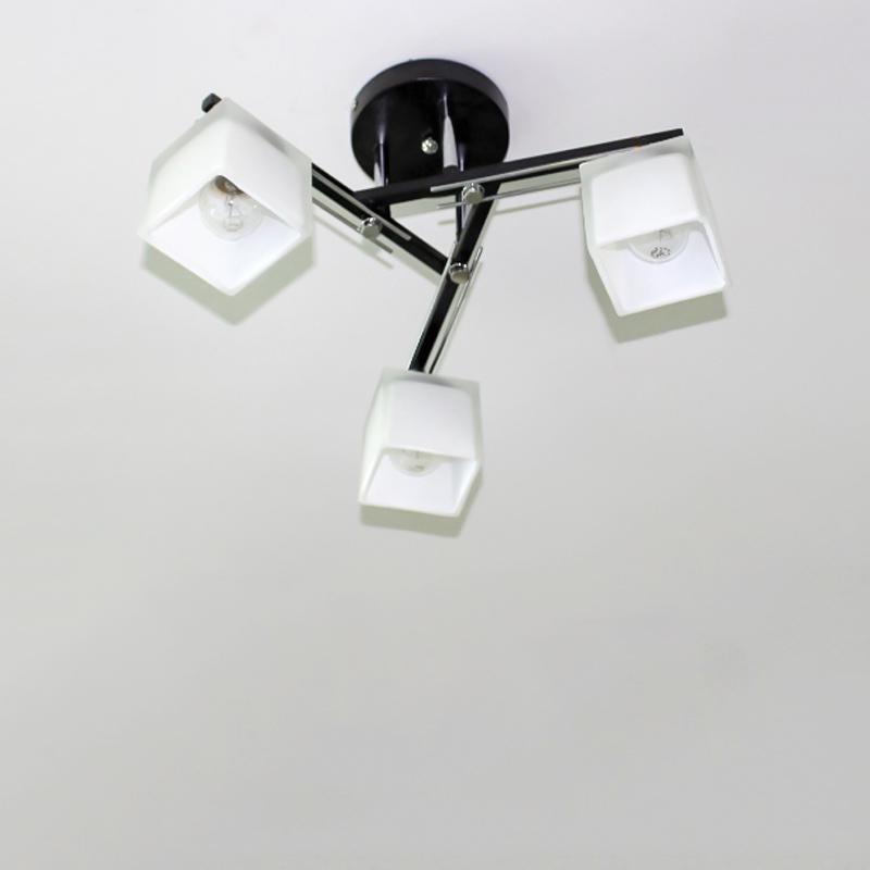 Люстра потолочная лофт Light House SRS-15746/3 на три лампы Черный / Хром / Белый