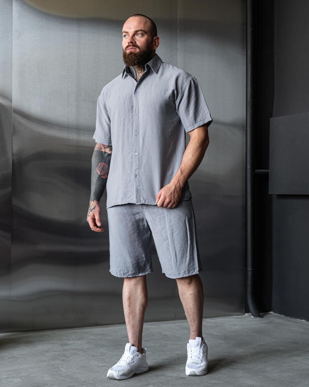 Комплект чоловічий літній лляний жатка M Графітовий (24877/1/2) - фото 4 Комплект чоловічий літній лляний жатка M Графітовий (24877/1/2) - фото 4