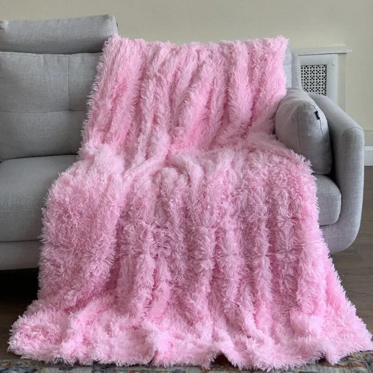 Плед Koloco Травка евро 220х240 см Розовый (37148)