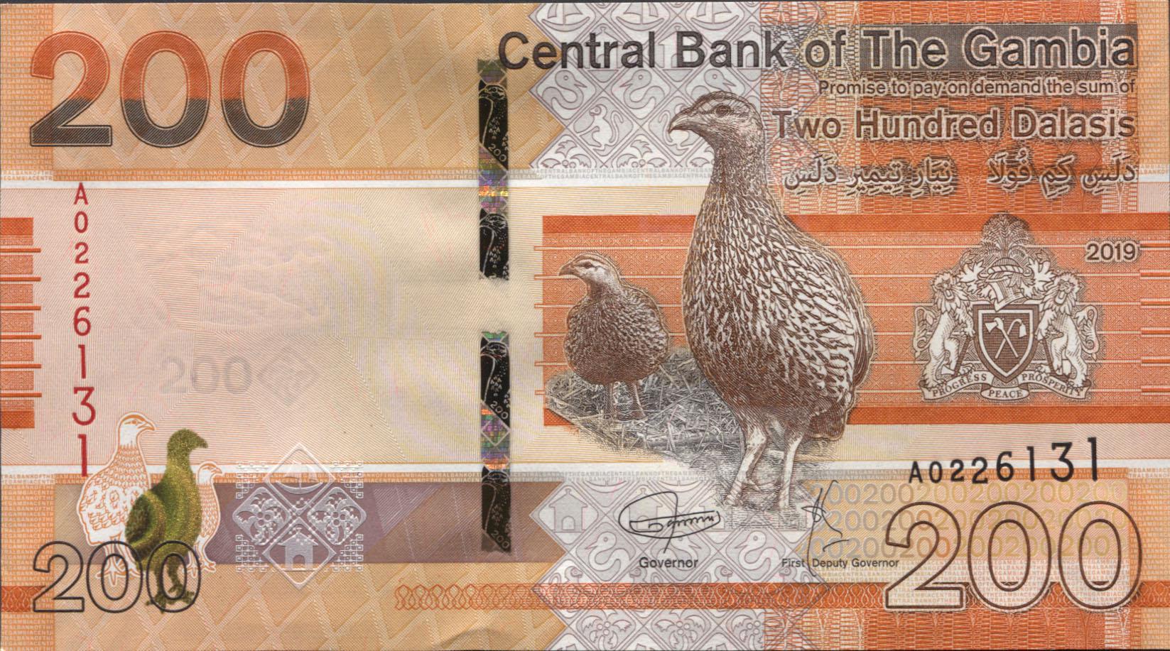 Колекційна банкнота Гамбія 2019 200 даласів UNC