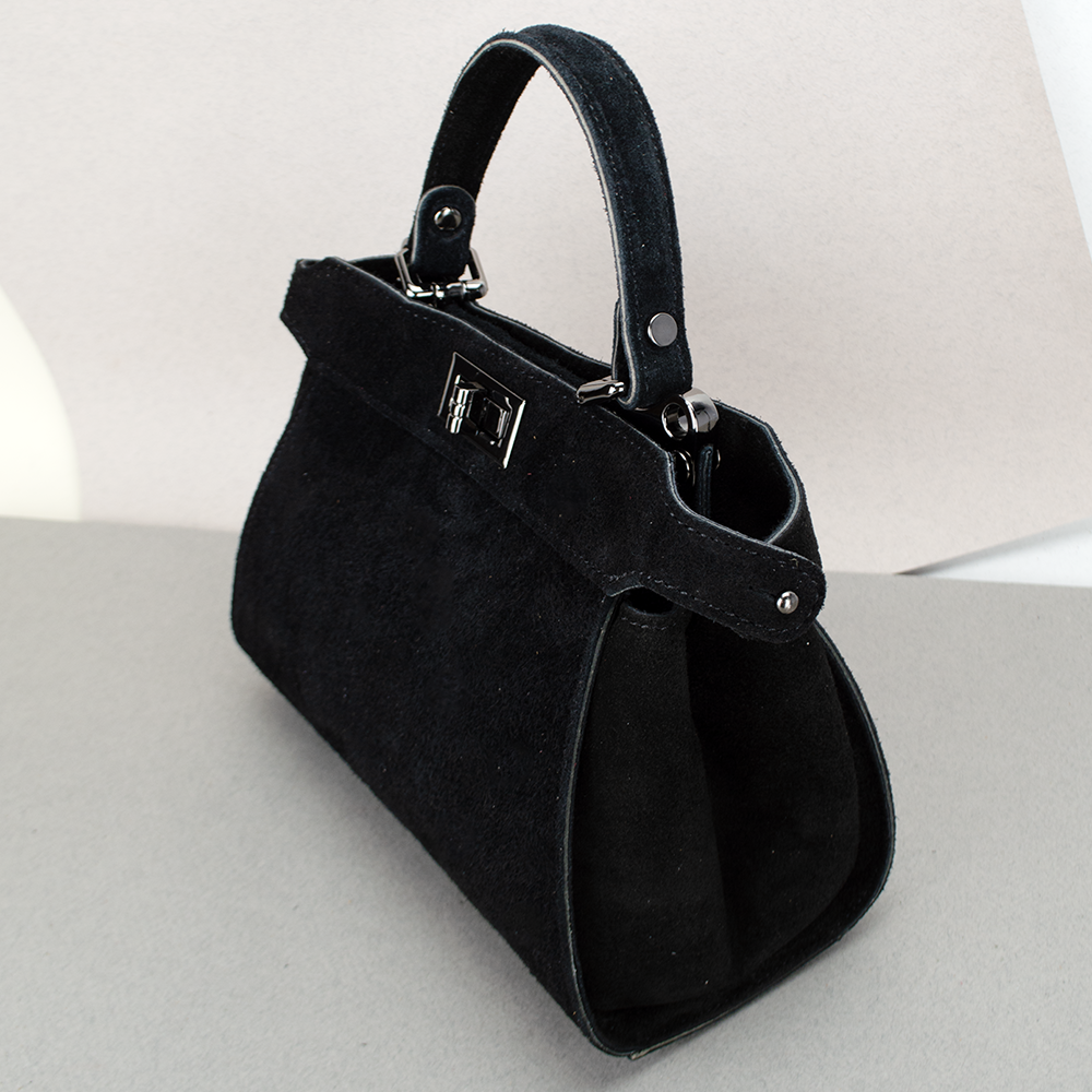 Сумка жіноча Virginia Conti 03736 замшева на застібці Чорний (2385248356) - фото 4