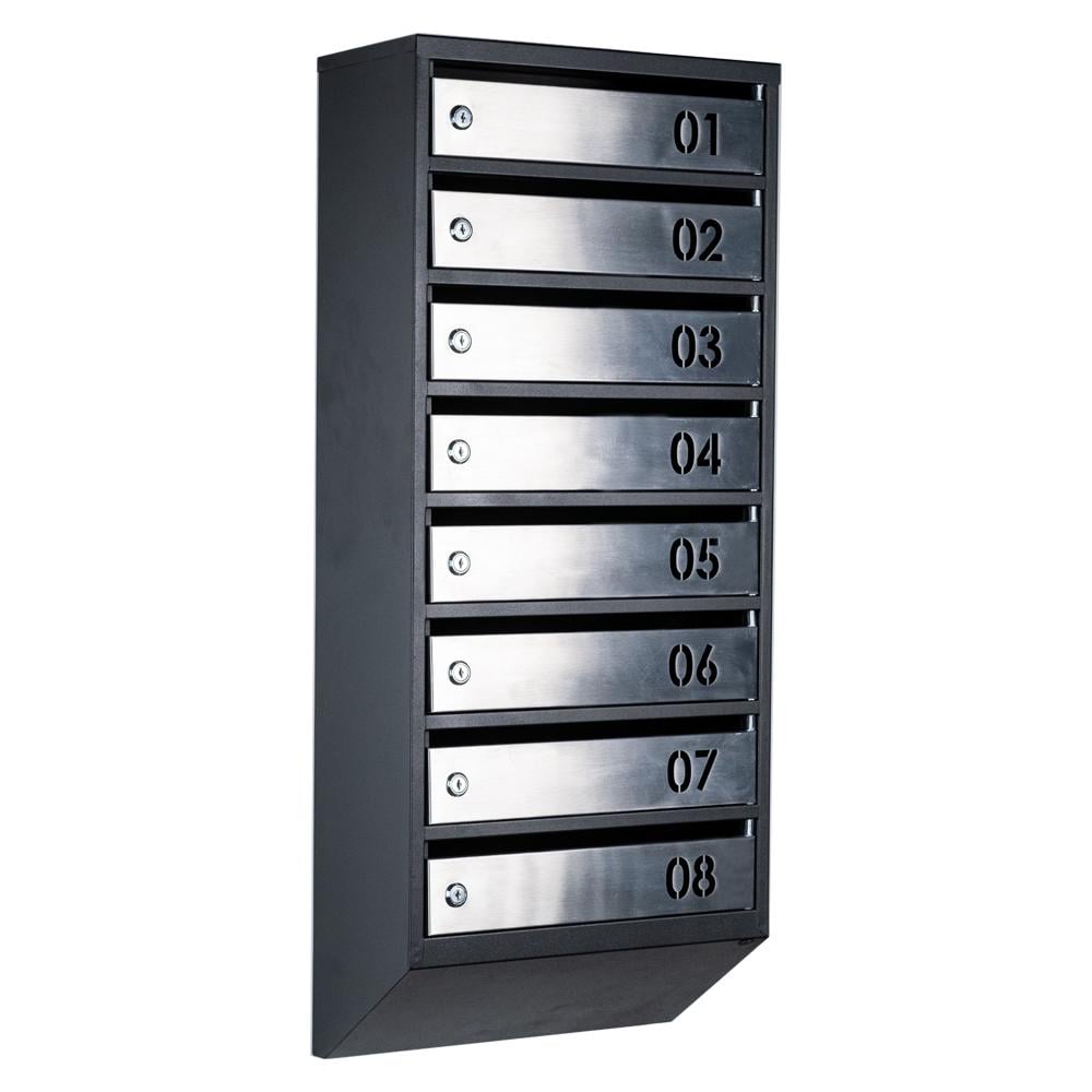 Ящик почтовый многосекционный ЯП08B Черный/Нержавеющая сталь (24061049)