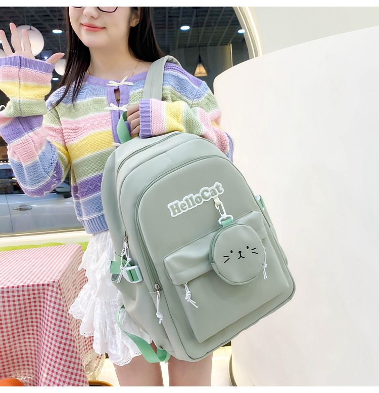 Школьный рюкзак для девочки Hello Cat 5в1 5-11 класс Зеленый (27668055) - фото 5 Школьный рюкзак для девочки Hello Cat 5в1 5-11 класс Зеленый (27668055) - фото 5