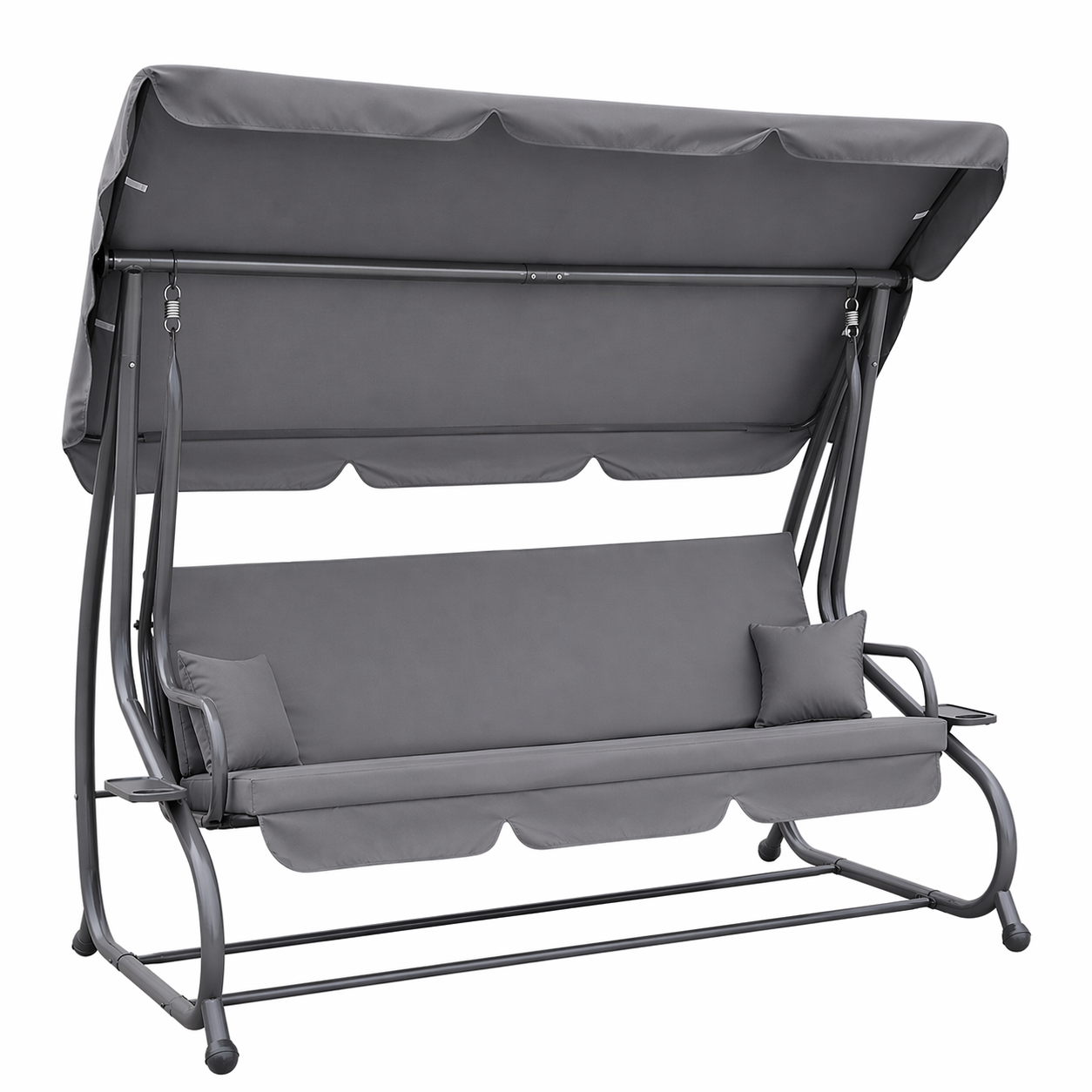 Садовая качель 4P Garden Comfort четырехместная раскладная с подушками и подстаканниками 230 см Темно-серый (40300)