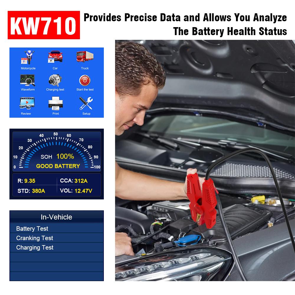 ᐉ Тестер аккумуляторных батарей Konnwei KW710 6/12/24 V для авто Черный ...