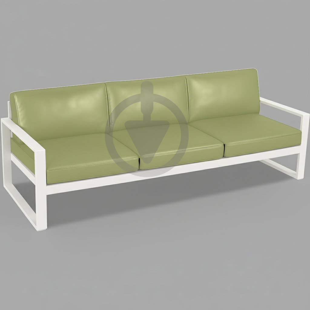 Диван металлический AVVS tech Бостон уличный лофт с подлокотниками экокожа 250 см Светло-оливковый (30067075)