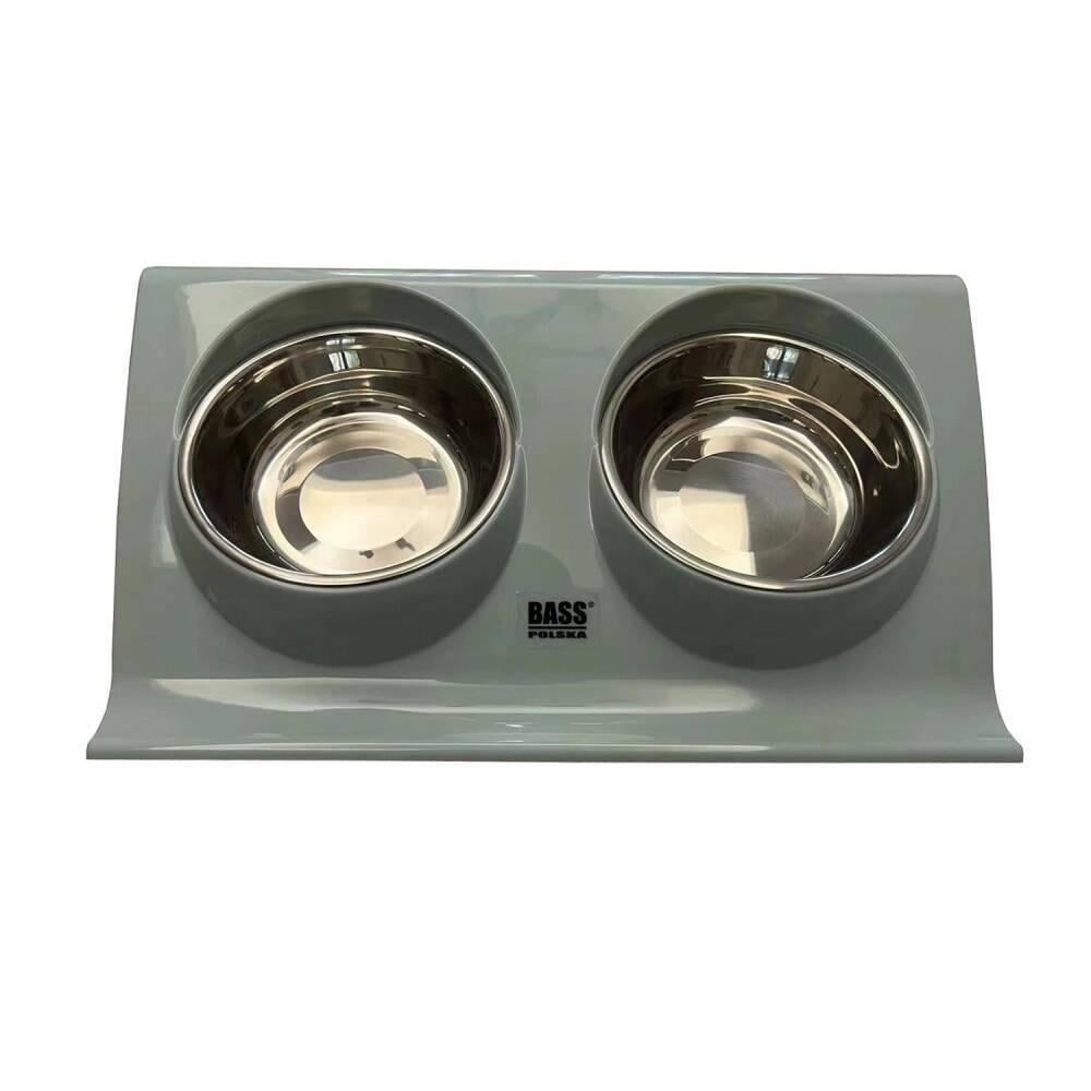 Миска для котів і собак подвійна з пластиковою підставкою 2 шт.