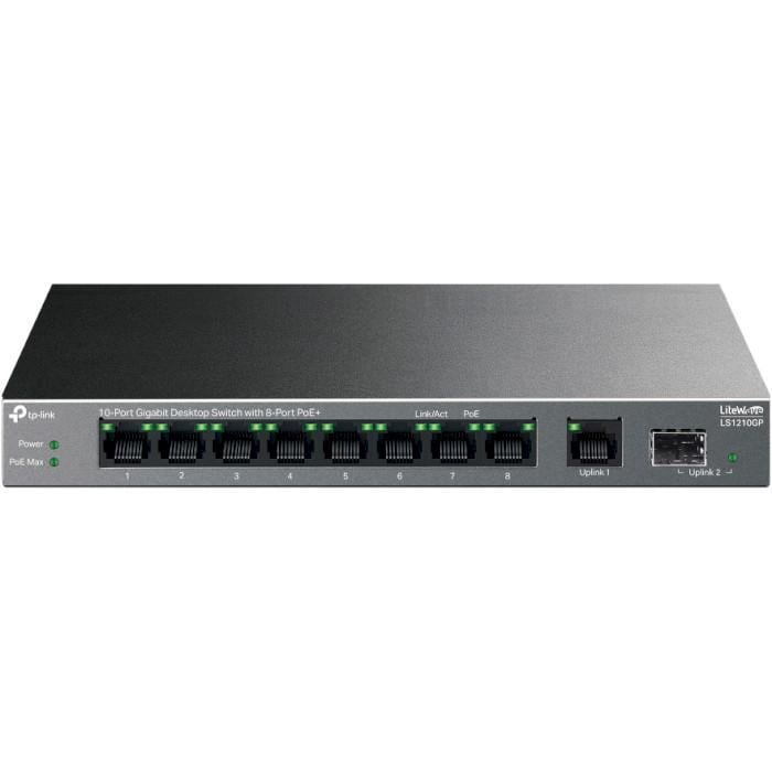 Коммутатор неуправляемый TP-Link LiteWave LS1210GP 20 Gbps 8xPoE+ 1xSFP 61W Black (30492208) - фото 2