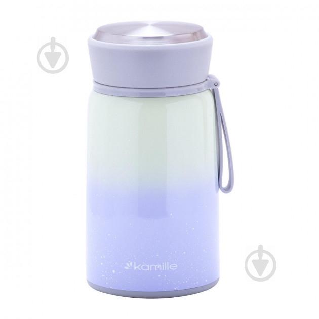 Термос пищевой Kamille 800 мл из нержавеющей стали фиолетово-зелёный КМ-2097