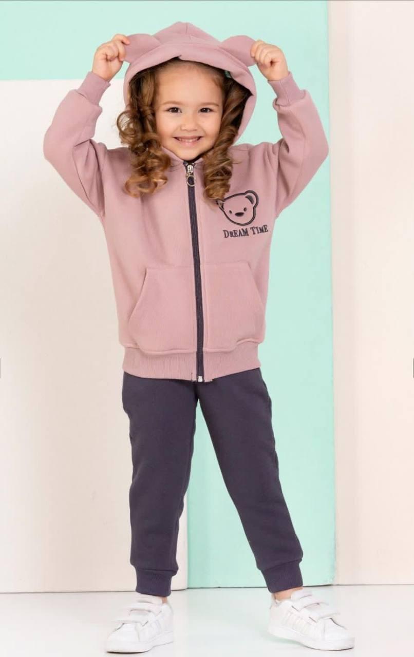 Костюм теплий на флісі толстовка з капюшоном і штани з манжетами для дівчинки 92 см (06311)
