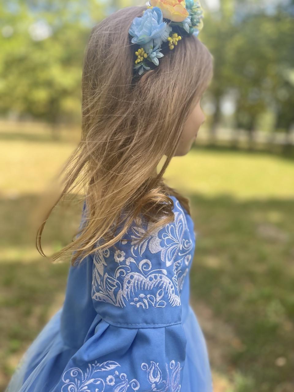 Сукня вишиванка для дівчаток Пишна 152 см Блакитний - фото 4 Сукня вишиванка для дівчаток Пишна 152 см Блакитний - фото 4