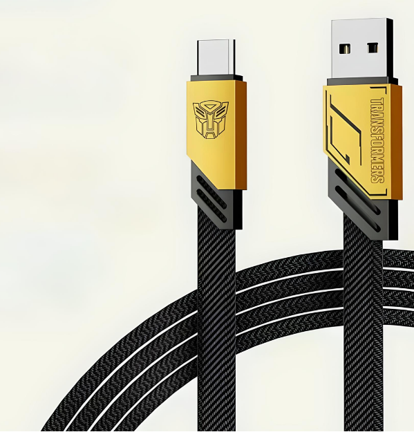 Зарядный кабель TRANSFORMERS TF-A10 USB-A to iPhone 2,4A плетеный цинковый сплав 1,5 м Желто-серый (2027909701)